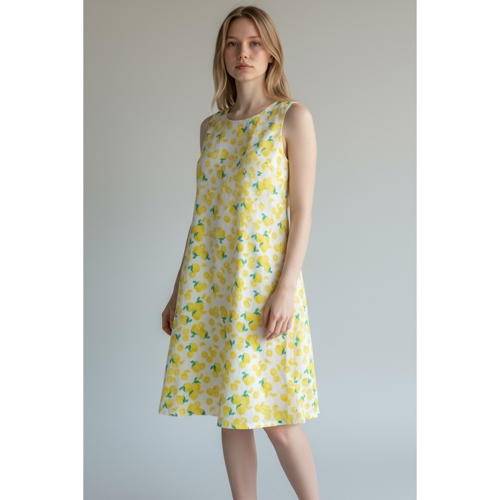 Cappagallo Women's Sleeveless Lemon Print A-Line Lined Dress, Size M, NWT‎